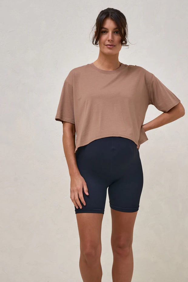 Into It Crop Tee - Brown