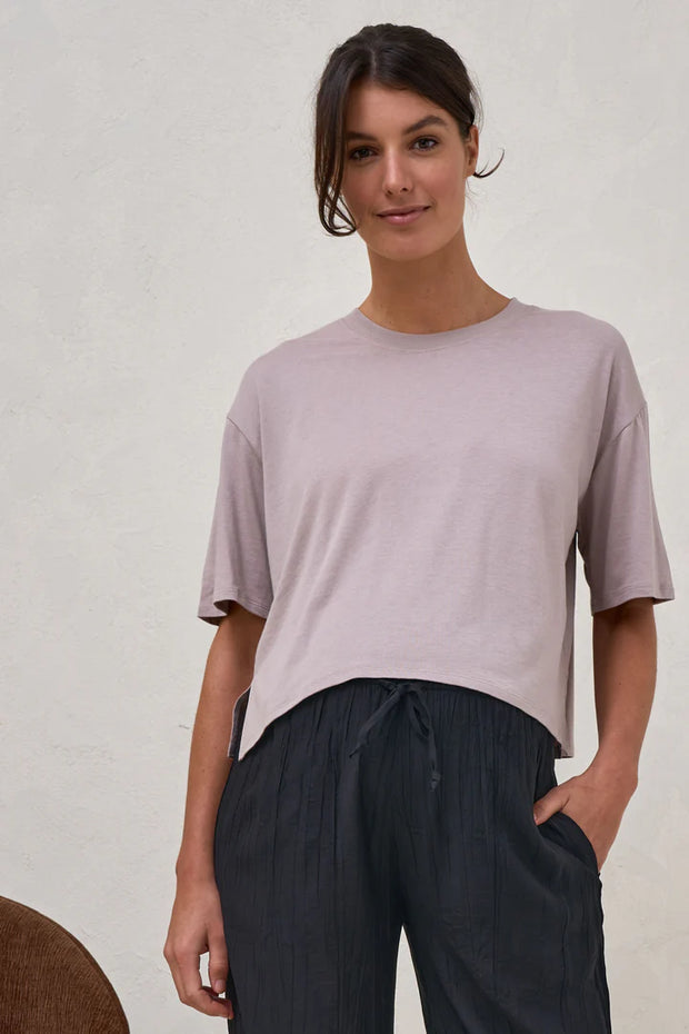 Into It Crop Tee - Taupe
