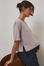 Into It Crop Tee - Taupe