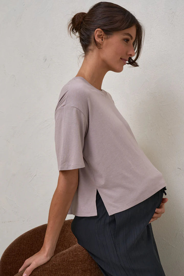 Into It Crop Tee - Taupe