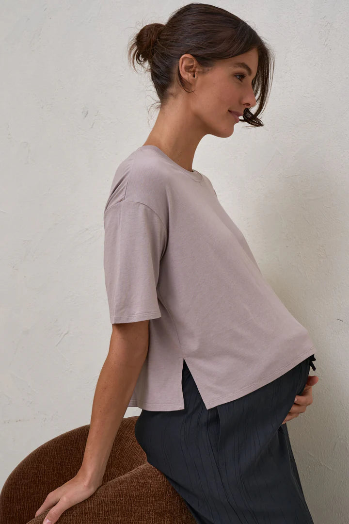 Into It Crop Tee - Taupe