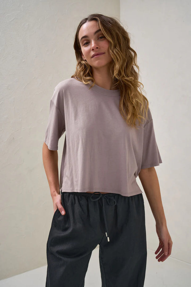 Into It Crop Tee - Taupe