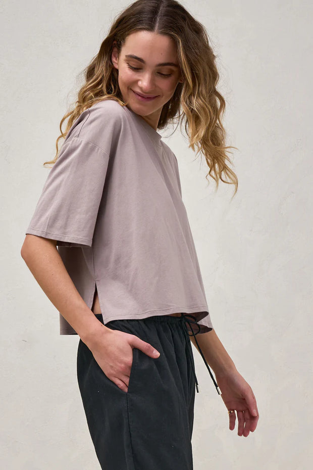 Into It Crop Tee - Taupe