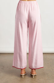 Isla Linen Pants - Pink/Red Stripe