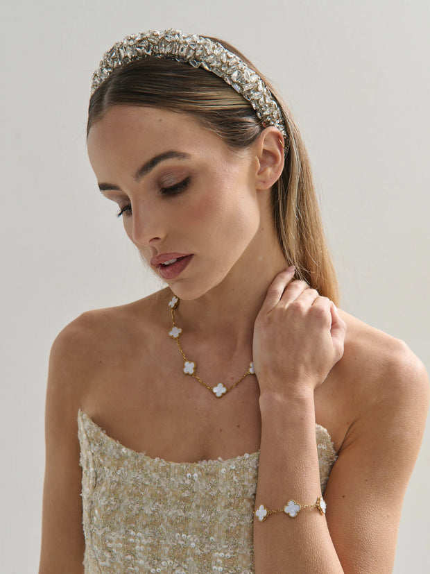 Jennifer Cubic Statement Headband in Gold