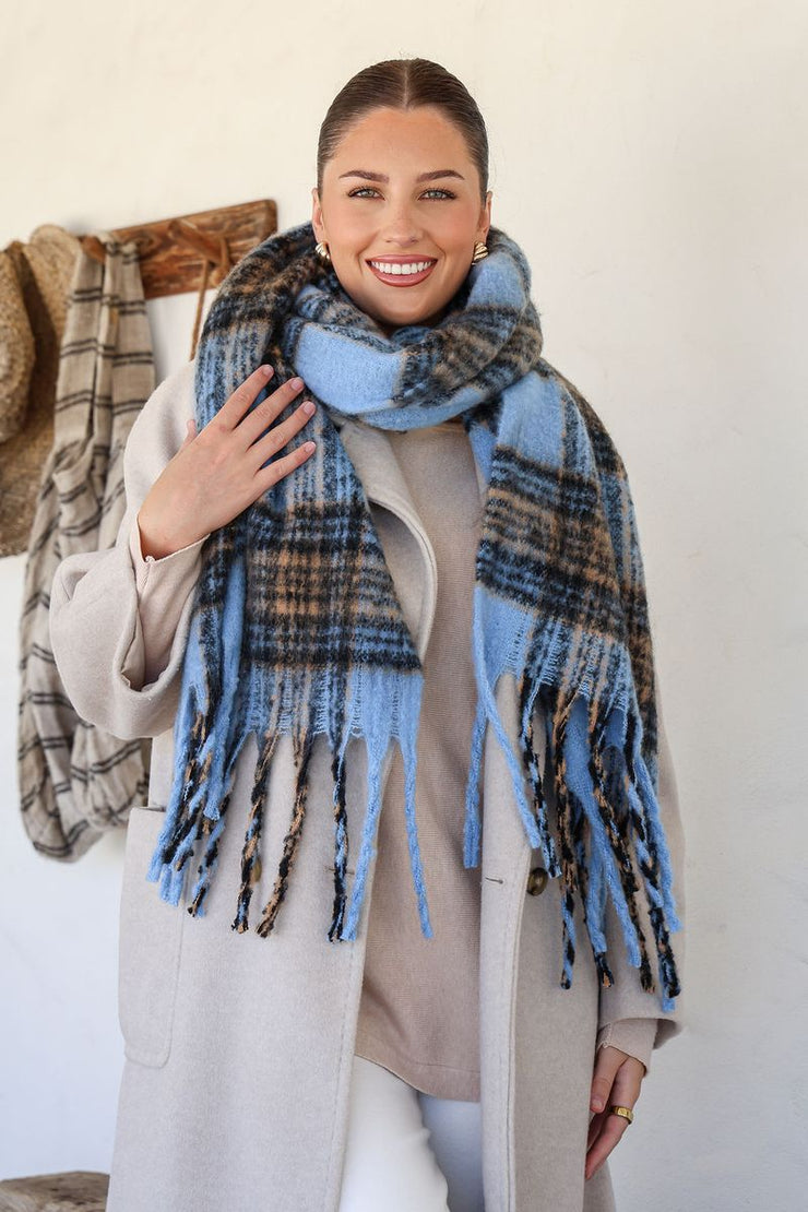 Kendal Check Scarf - Blue Mountains