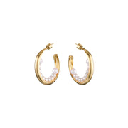 LUNA Pearl Hoops - 14KT Gold Plated