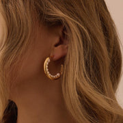 LUNA Pearl Hoops - 14KT Gold Plated