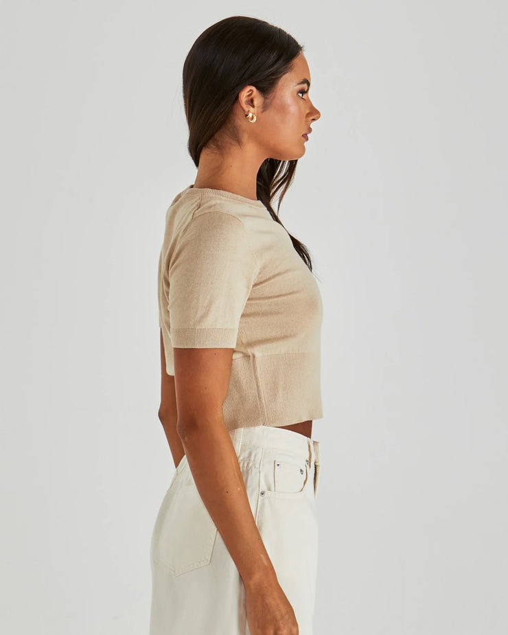 Leo Knit Tee - Oatmeal