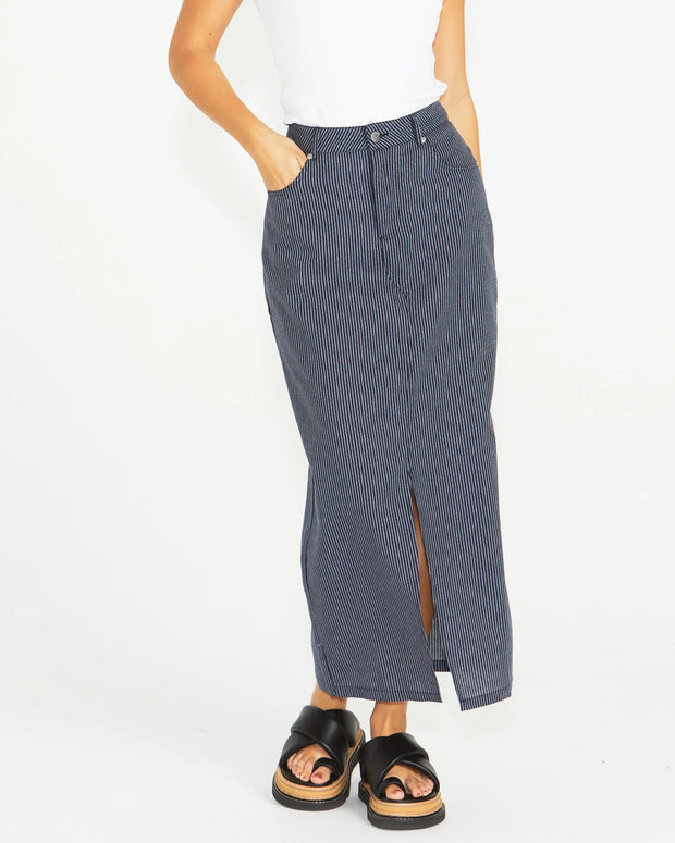 Liberty Maxi Skirt - Navy White Stripe