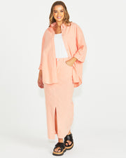 Liberty Shirt - Neon Peach White Stripe