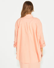 Liberty Shirt - Neon Peach White Stripe