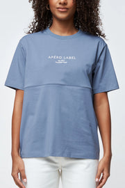 Apéro Lifestyle Embroidered Panel Tee - Washed Navy/Cream (NON BFF)