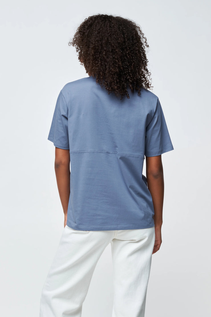 Apéro Lifestyle Embroidered Panel Tee - Washed Navy/Cream (NON BFF)
