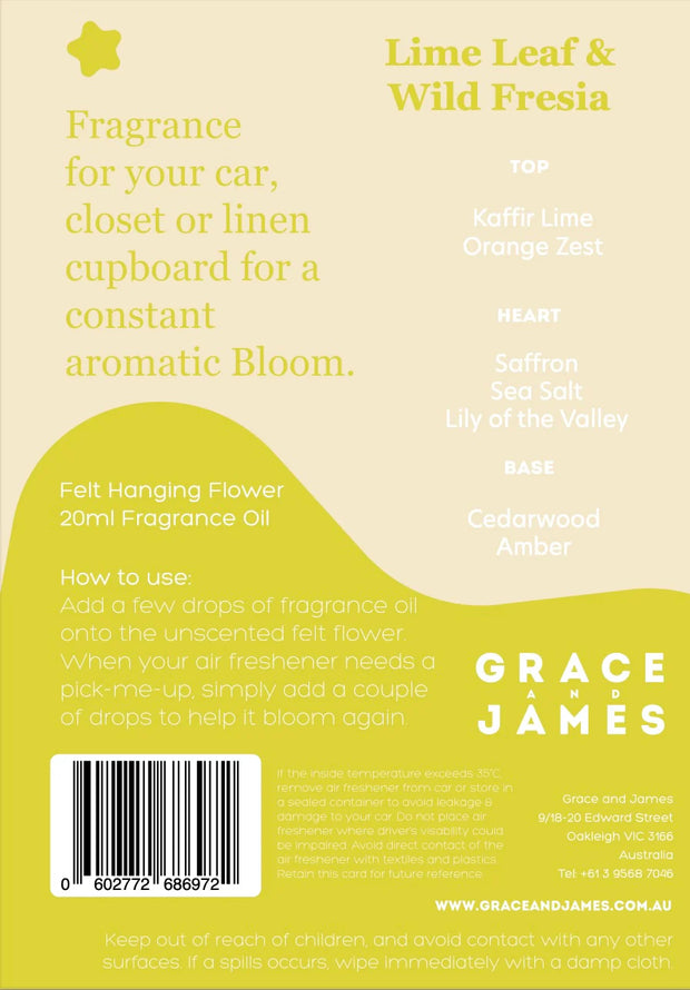 Felt Air Freshener - Lime Leaf & Fresia