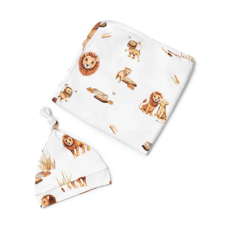 Jersey Wrap & Beanie Set - Lion
