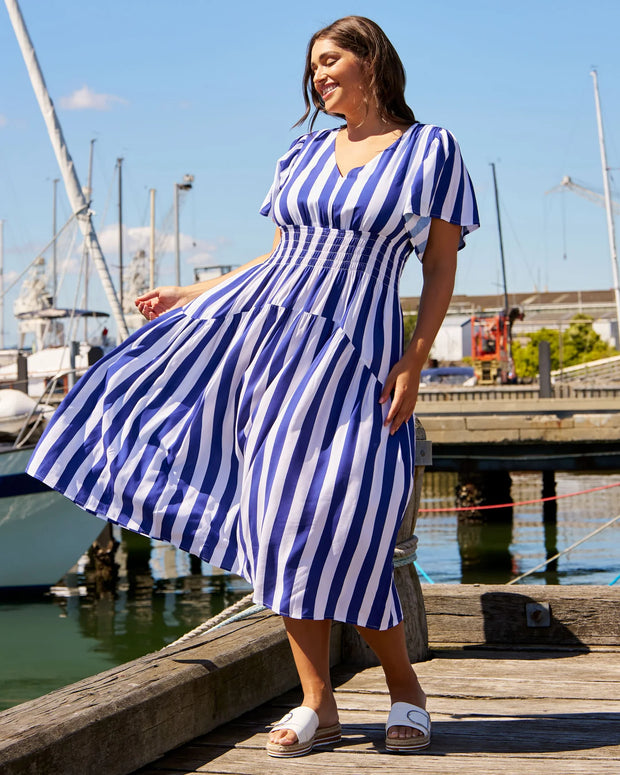 Louisa Dress - Blue Stripe