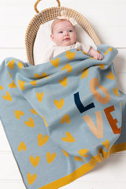 Love Heart Blanket - Blue