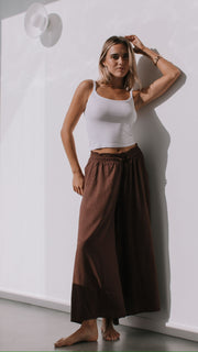 Melody Cropped Linen Pants - Chocolate