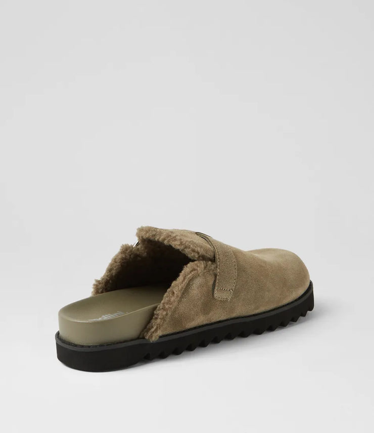 MERCHAH Mule Suede Slides - Khaki