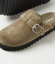 MERCHAH Mule Suede Slides - Khaki