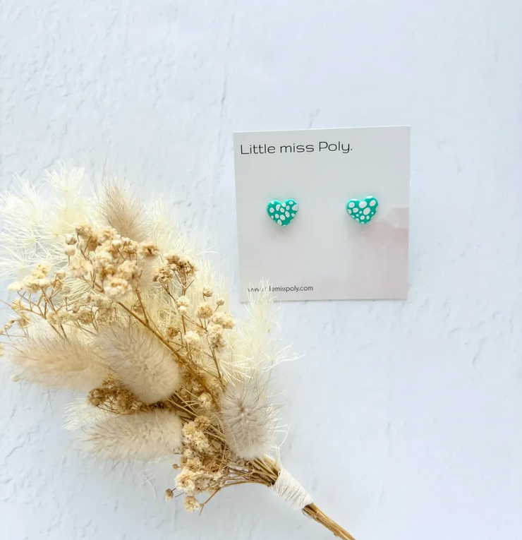 LMP Mini Neon Heart Studs - Aqua