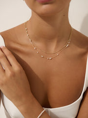 Mini Pearl Layered Necklace - 18K Gold Plated