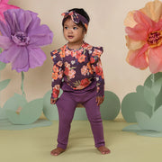Baby Pants with Frill - Mulberry