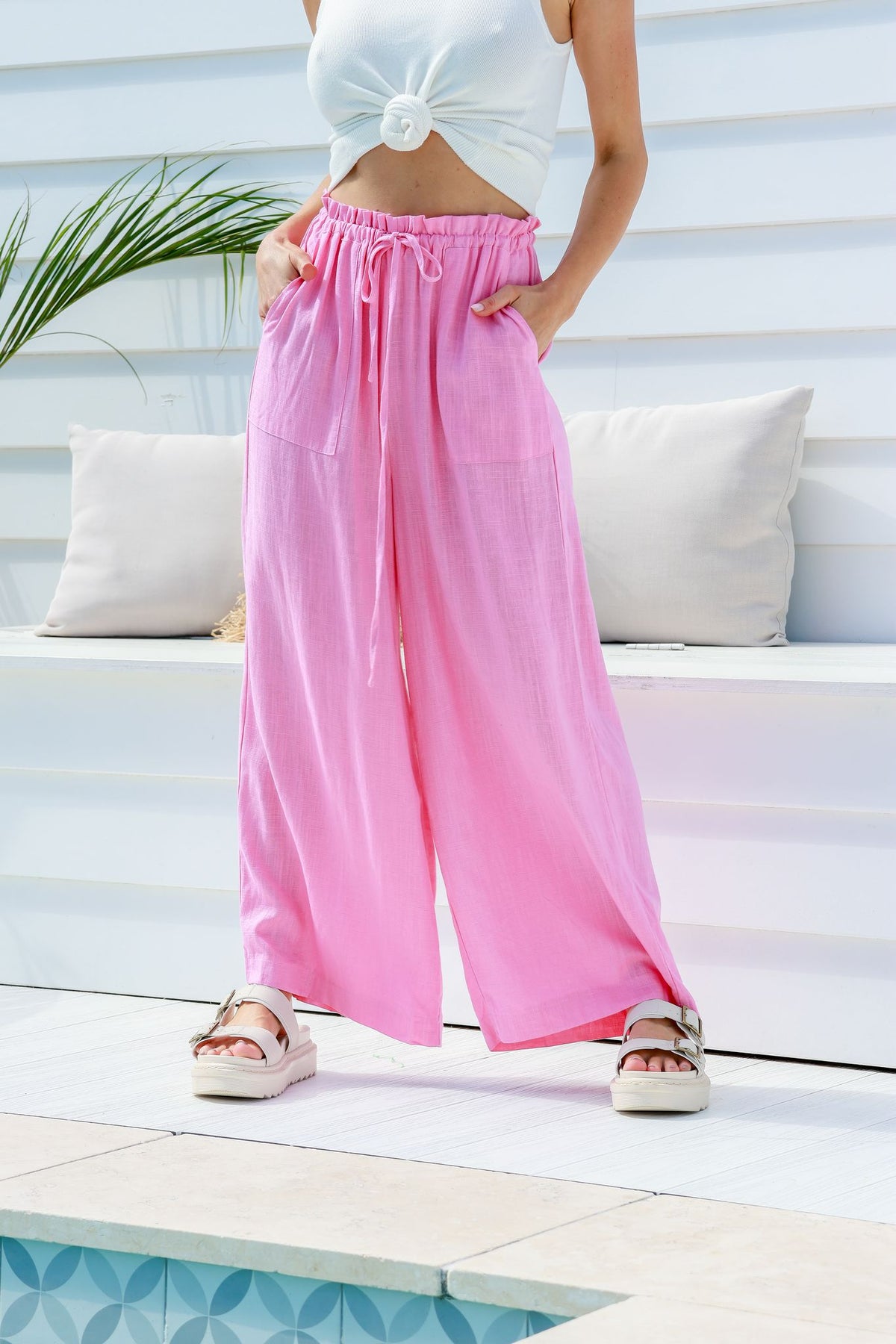 Nala Linen Pants - Pink – SOHL STORE