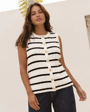 Nicollete Knit Vest - Black Stripe