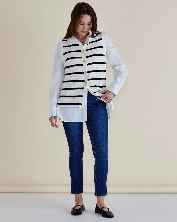 Nicollete Knit Vest - Black Stripe