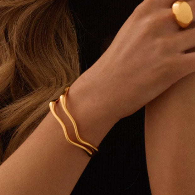 ONDE Cuff Bangle - 14KT Gold Plated