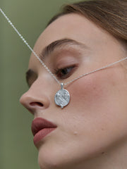 Ocean Coin Charm Matte Necklace - Sterling Silver Plated