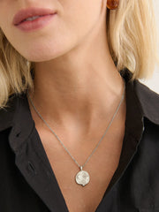 Ocean Coin Charm Matte Necklace - Sterling Silver Plated