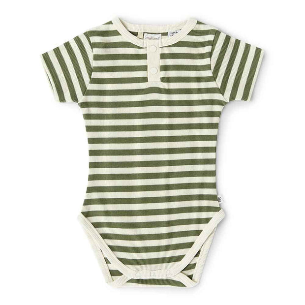 Short Sleeve Bodysuit - Olive Stripe