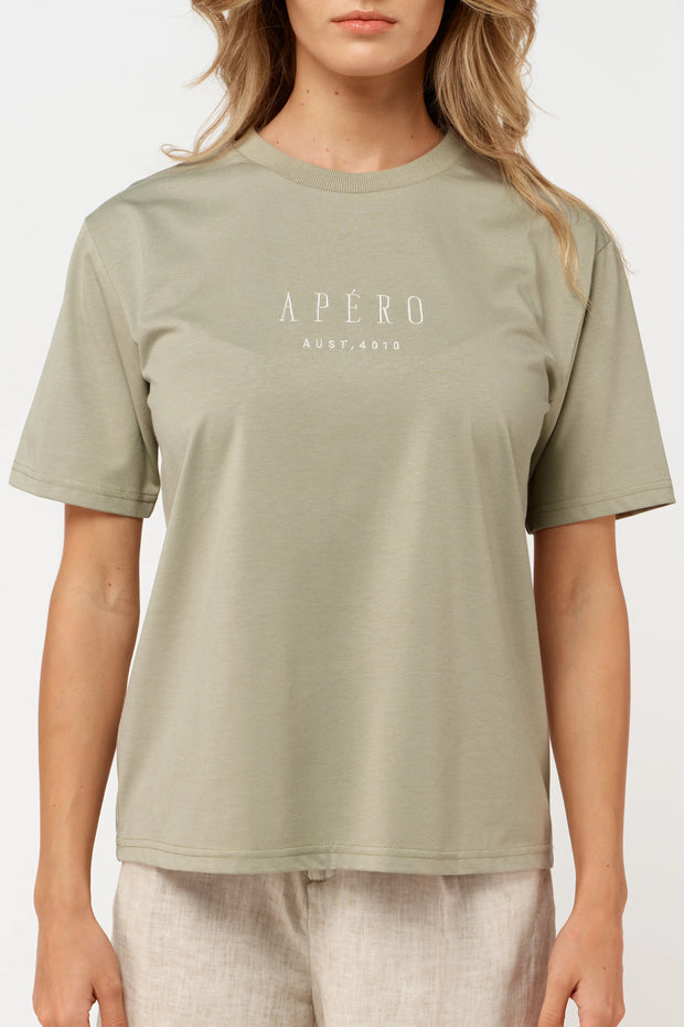 Apéro Origin Embroidered Tee - Khaki/Cream (NON BFF)