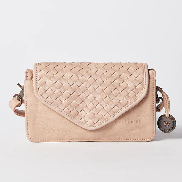 The Petite Marseille Woven Crossbody Wallet - Blush