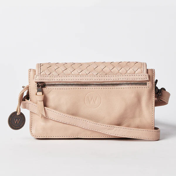 The Petite Marseille Woven Crossbody Wallet - Blush