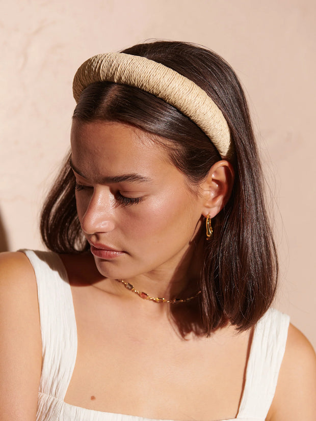 Paper Straw Summer Headband - Beige