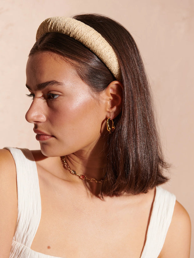 Paper Straw Summer Headband - Beige