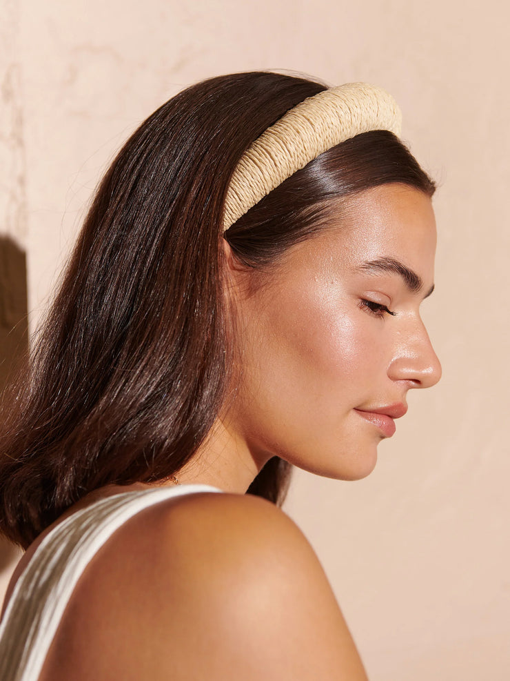 Paper Straw Summer Headband - Beige