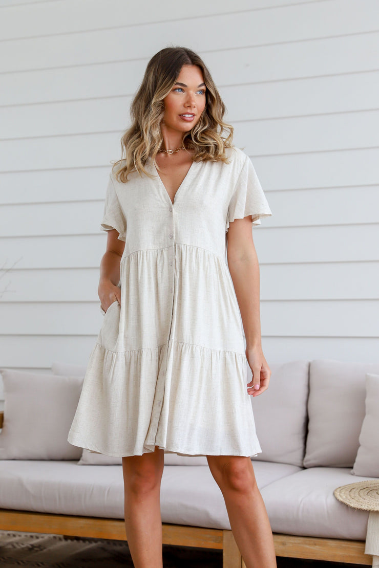 Parker Linen Dress - Natural