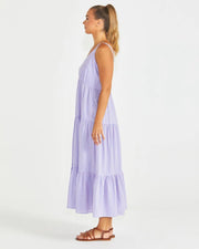 Phillipa Tiered Maxi Dress - Blue/Pink Stripe