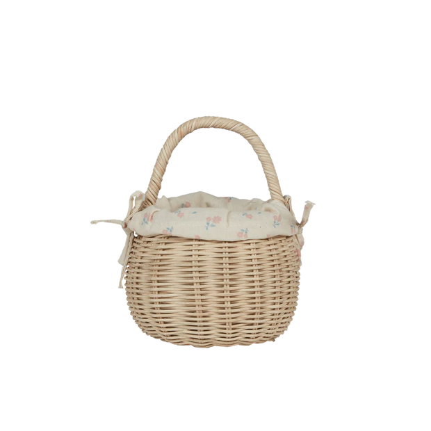 Rattan Berry Basket With Lining - Pansy