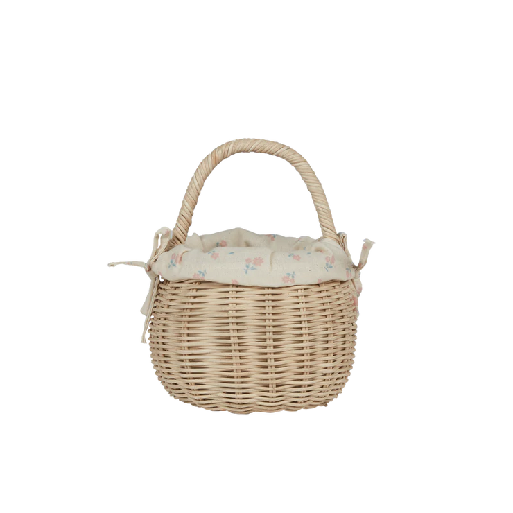 Rattan Berry Basket With Lining - Pansy