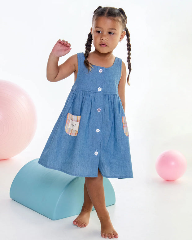 KAPOW - Rainbow Plaid Sleeveless Dress