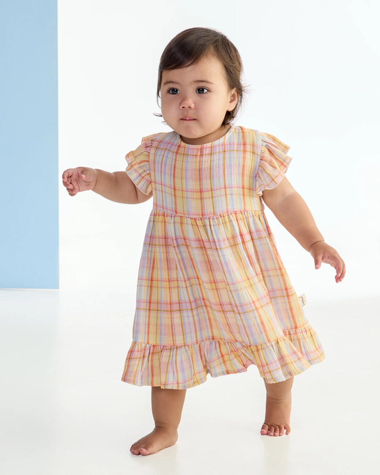 KAPOW - Rainbow Plaid Trapeze Dress