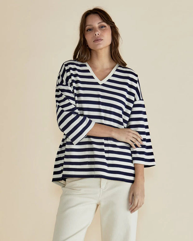 Raven Top - Navy/Cream Stripe