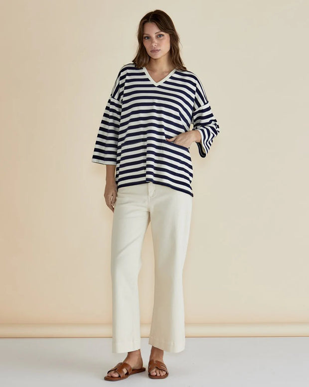 Raven Top - Navy/Cream Stripe