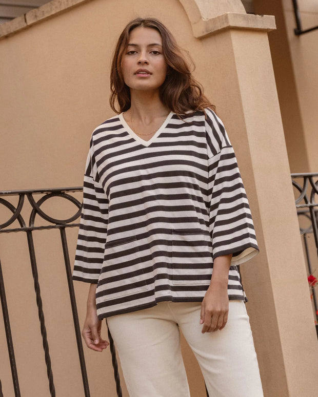 Raven Top - Navy/Cream Stripe